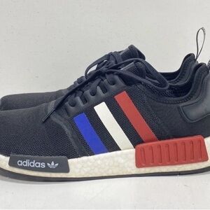 Adidas Black Sneakers with Red, Blue, and White Accents